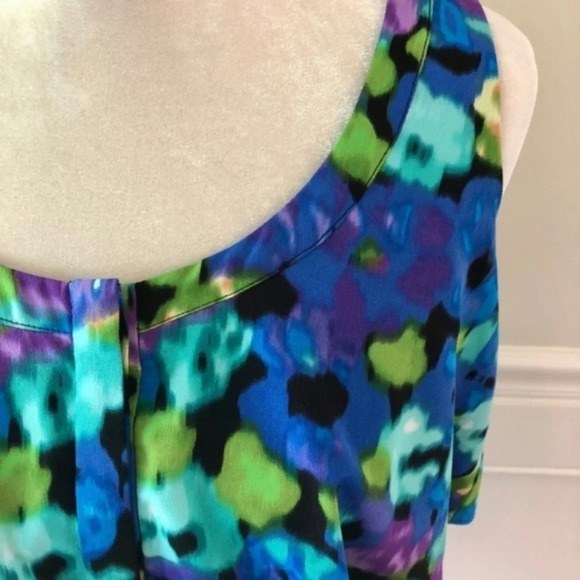 Cynthia Steffe Watercolor Floral Tiered Blouse S - Picture 4 of 7